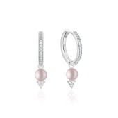 Cercei rotunzi argint cu perle naturale roz pudra și cristale DiAmanti SK25365EL_L-G